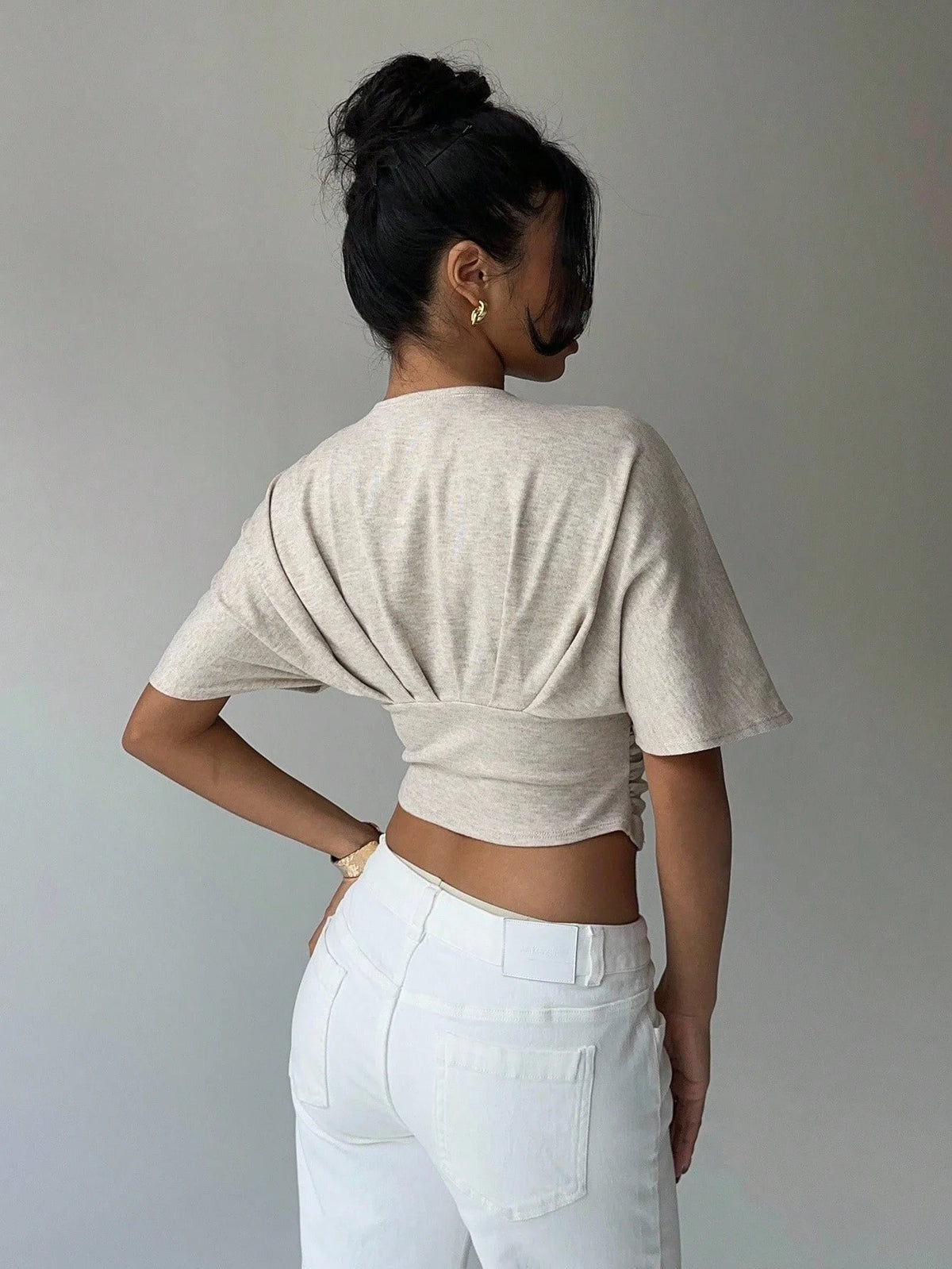 Ruched V Neck Crop Top