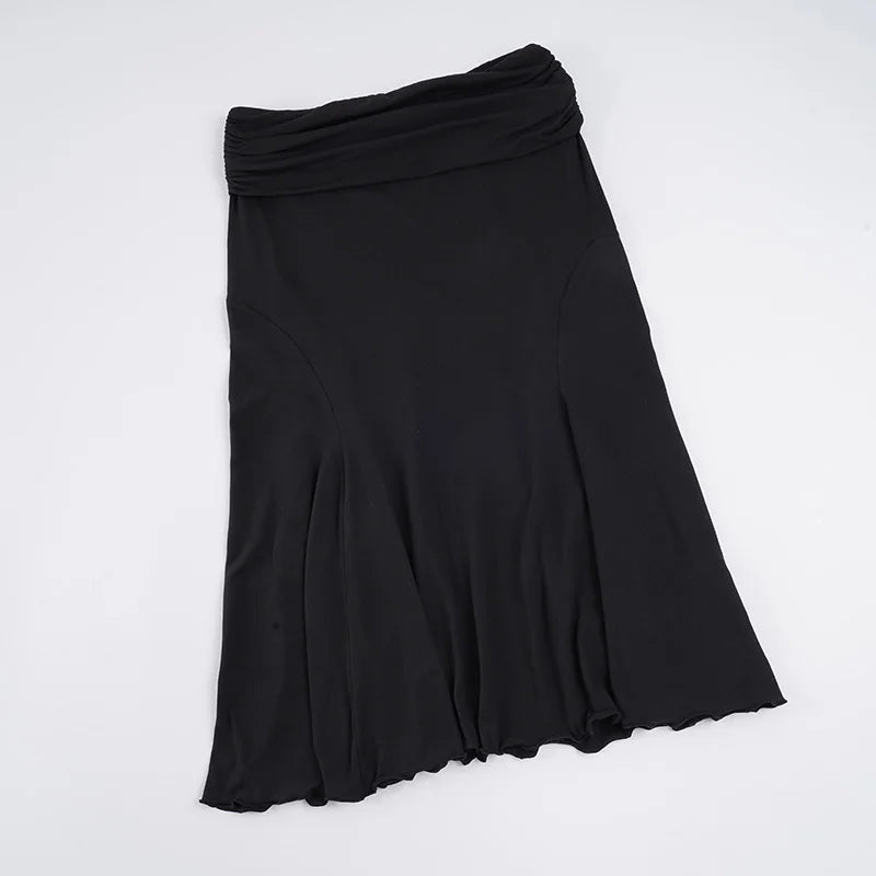 Ruched Waist Midi Skirt