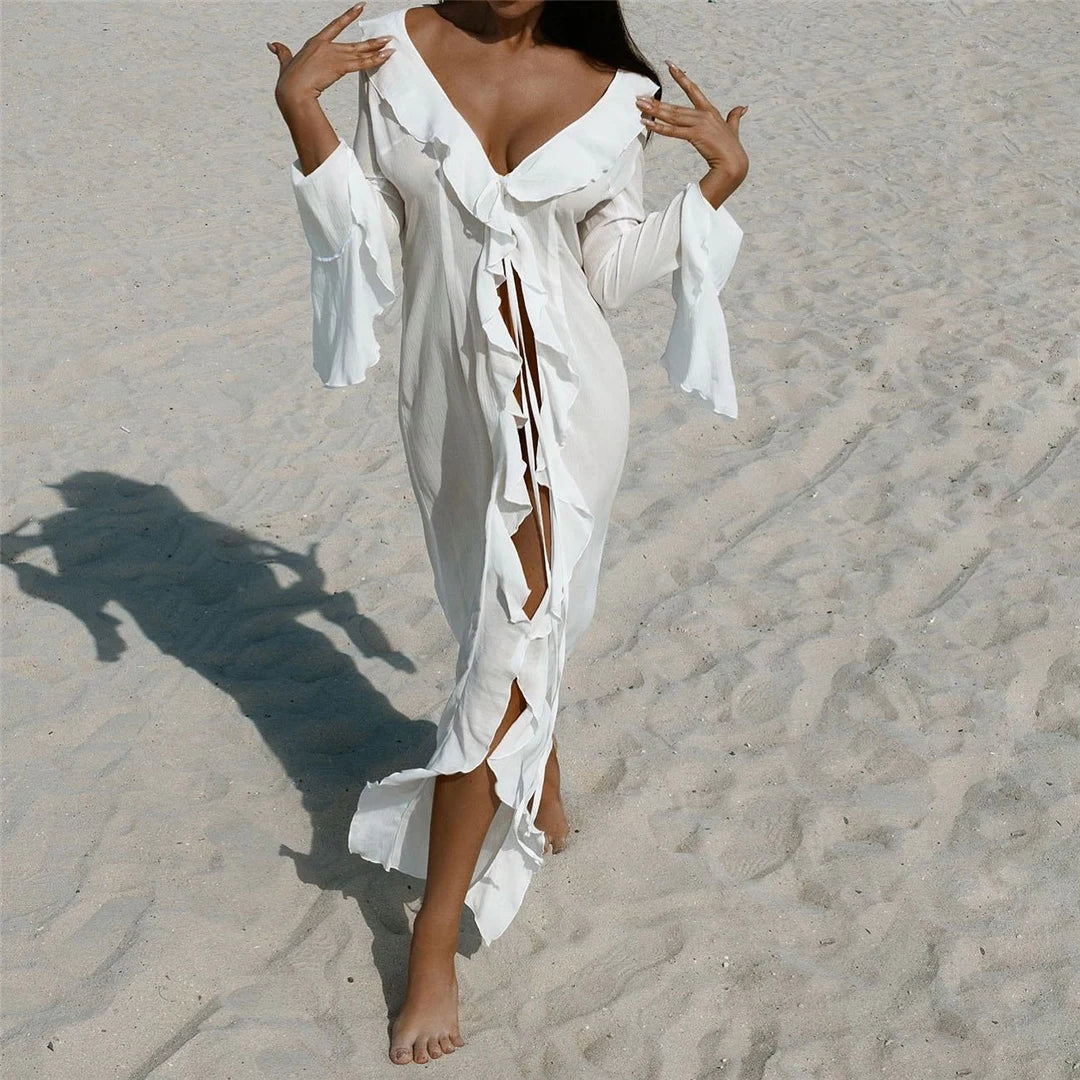 Ruffle Beach Cover Up Dress