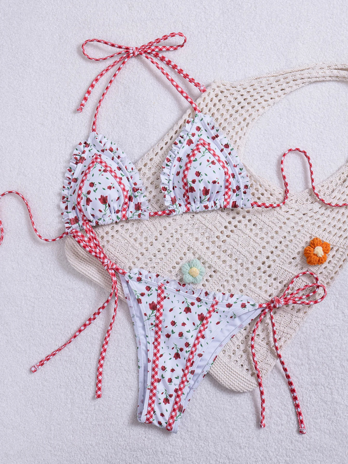 Ruffle Trim Bikini Set