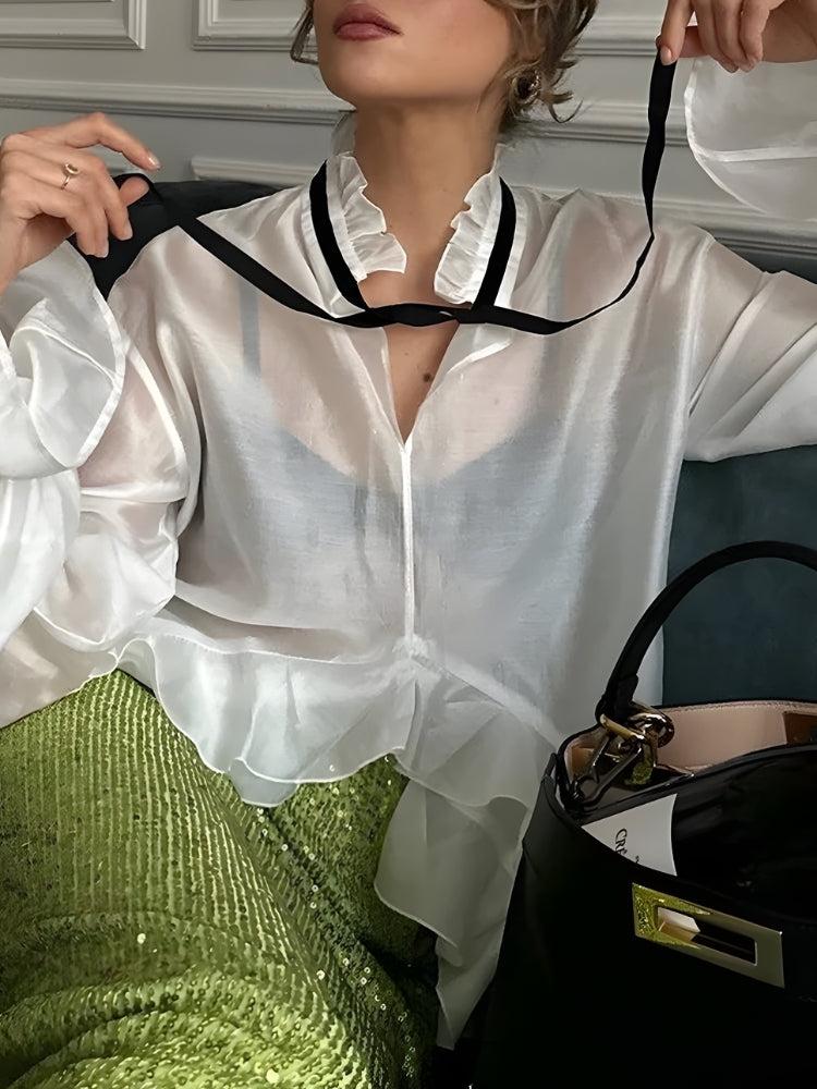 Sheer Ruffles Garments Ruffled Sheer Blouse - Litlookz Studio
