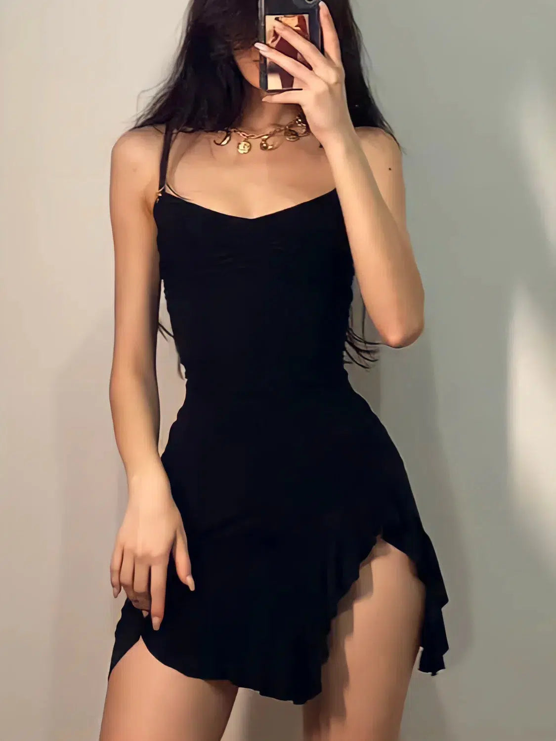 Ruffled Slit Bodycon Mini Dress - Litlookz Studio Ruffled Slit Bodycon Mini Dress - Litlookz Studio