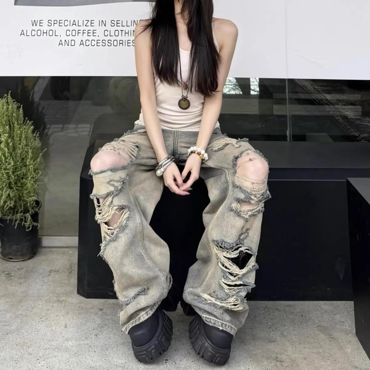 Y2K Ripped Baggy Jeans