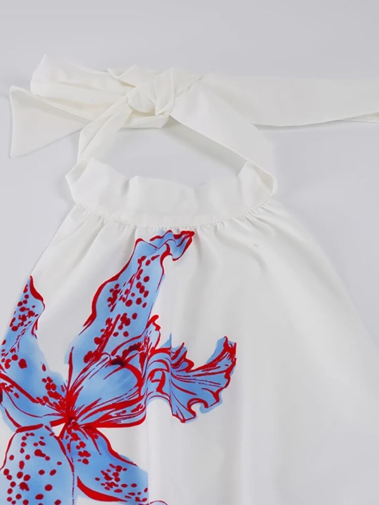 Santorini Floral Halter Dress