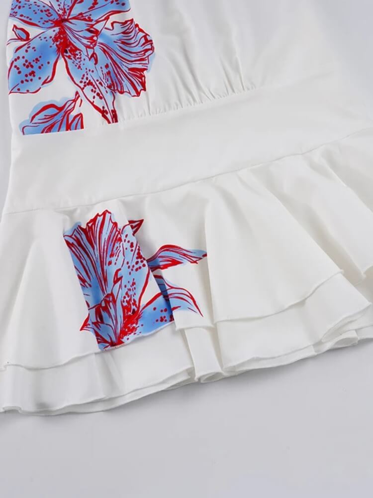 Santorini Floral Halter Dress
