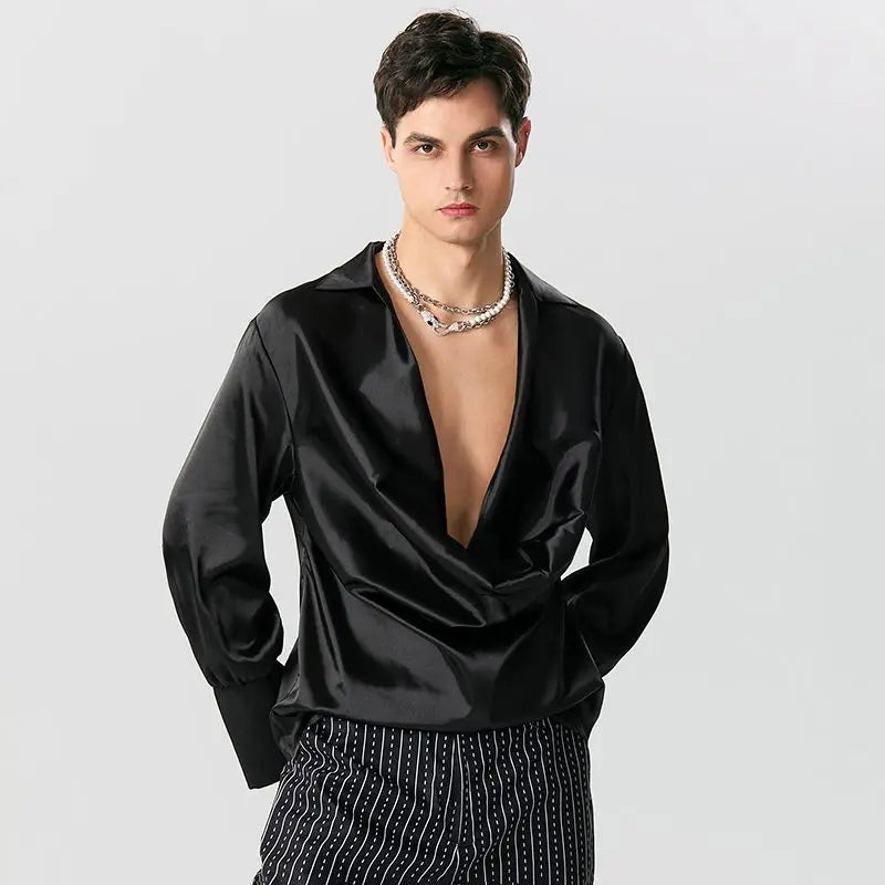 Satin Cowl Neck Shirt Litlookz Studio