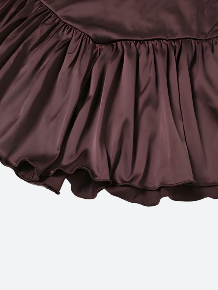 satin ruffle mini dress Satin Ruffled Mini Dress