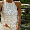 Sequined Backless Halter Top