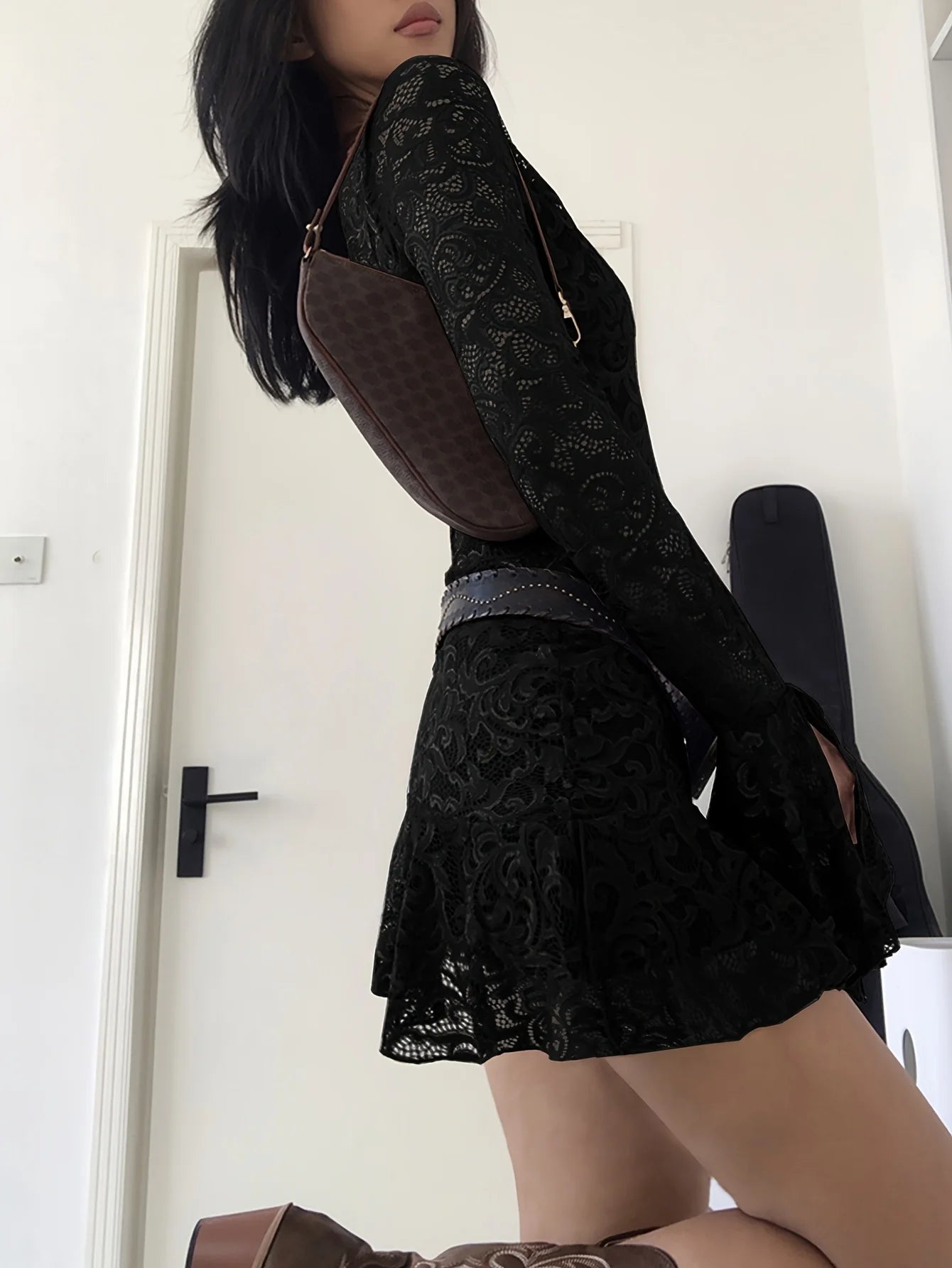 Sheer Lace Mini Dress