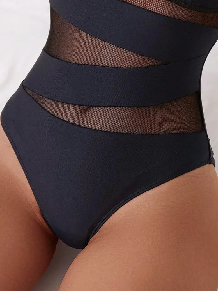 Sheer Mesh One Piece Swimsuit