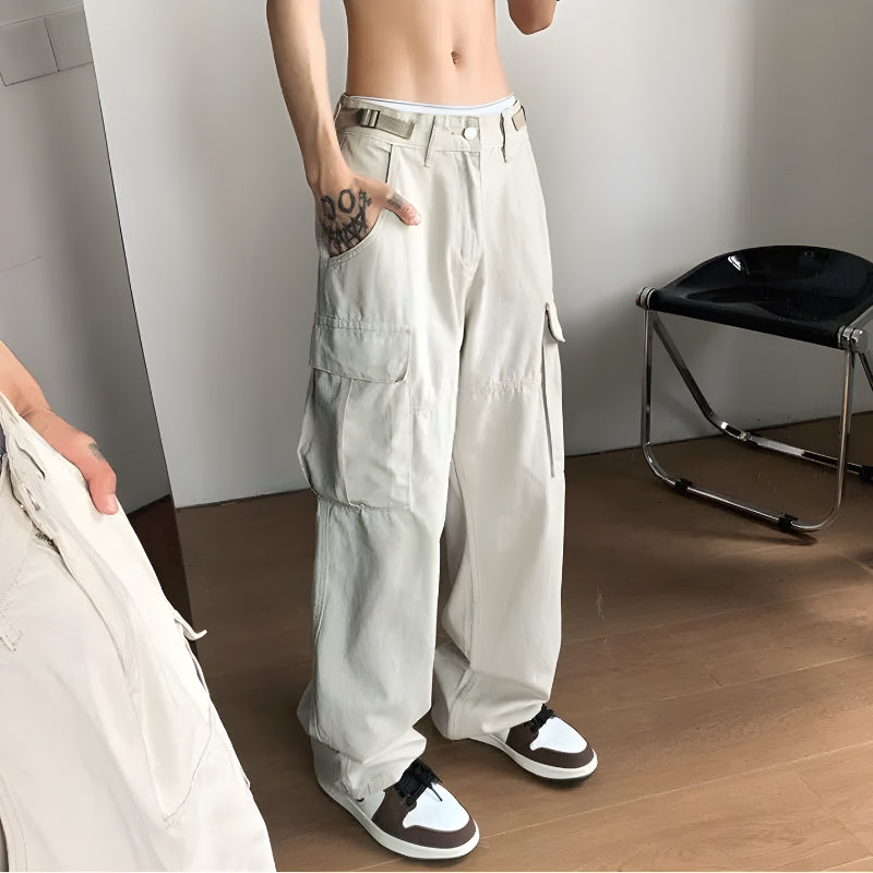 Side Belt Detailed Baggy Cargo Pants – Litlookz Studio