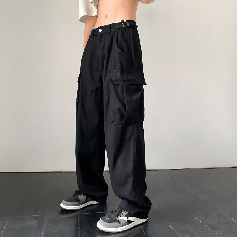 Side Belt Detailed Baggy Cargo Pants – Litlookz Studio