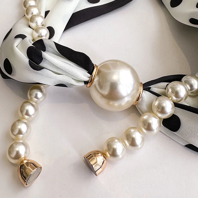 Silk Scarf Pearl Necklace