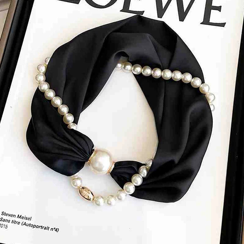 Silk Scarf Pearl Necklace
