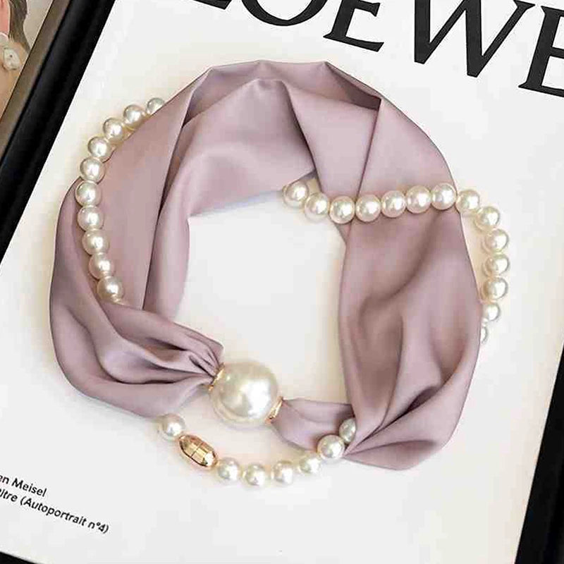 Silk Scarf Pearl Necklace