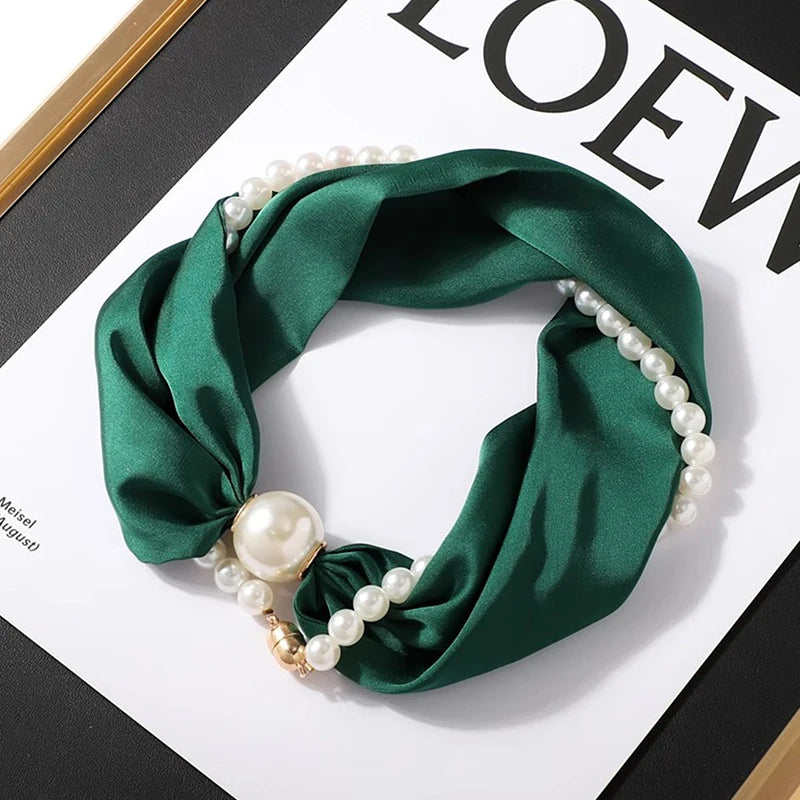 Silk Scarf Pearl Necklace