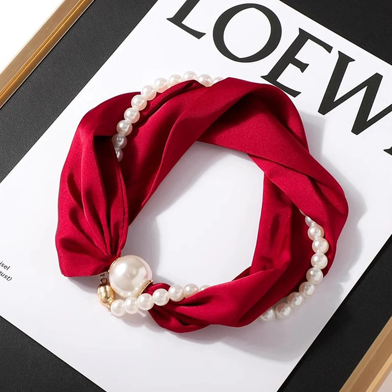Silk Scarf Pearl Necklace