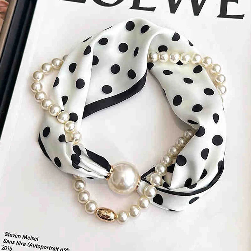 Silk Scarf Pearl Necklace