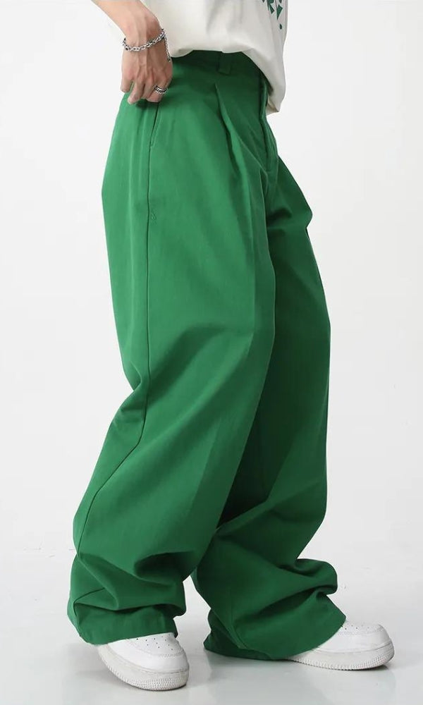 Fold Over Waist Baggy Casual Pants