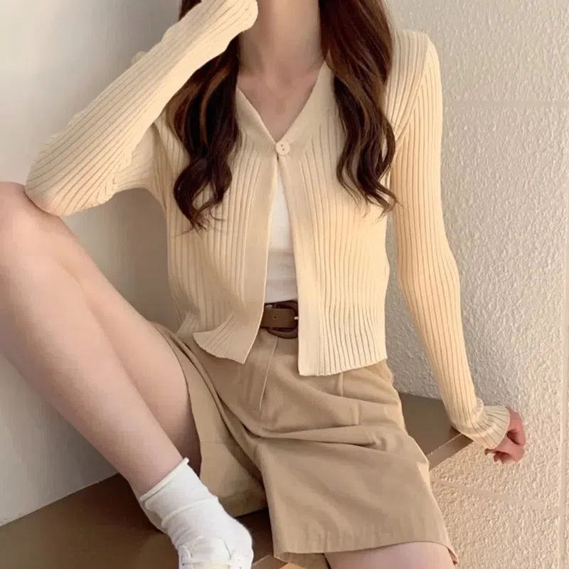 Soft Girl One Button Cardigan