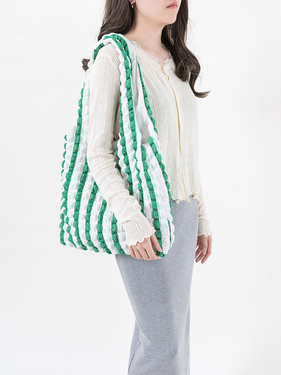 Soft Girl Quilted Striped Handbag