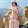 Soft Girl Striped Crop Top & Maxi Skirt Two Piece Set