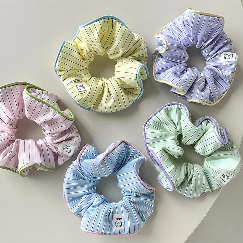 colorful soft girl striped scrunchies