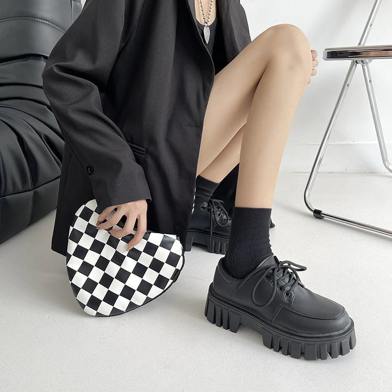 platform black dress shoes Soft Grunge Chunky Platform Oxford Shoes