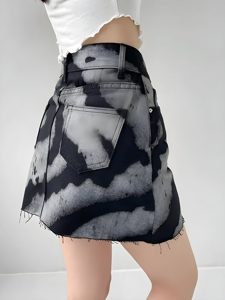 Spray Paint Distressed Mini Skirt