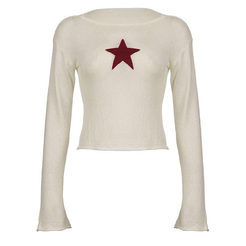 Star Embroidery Knitted Top