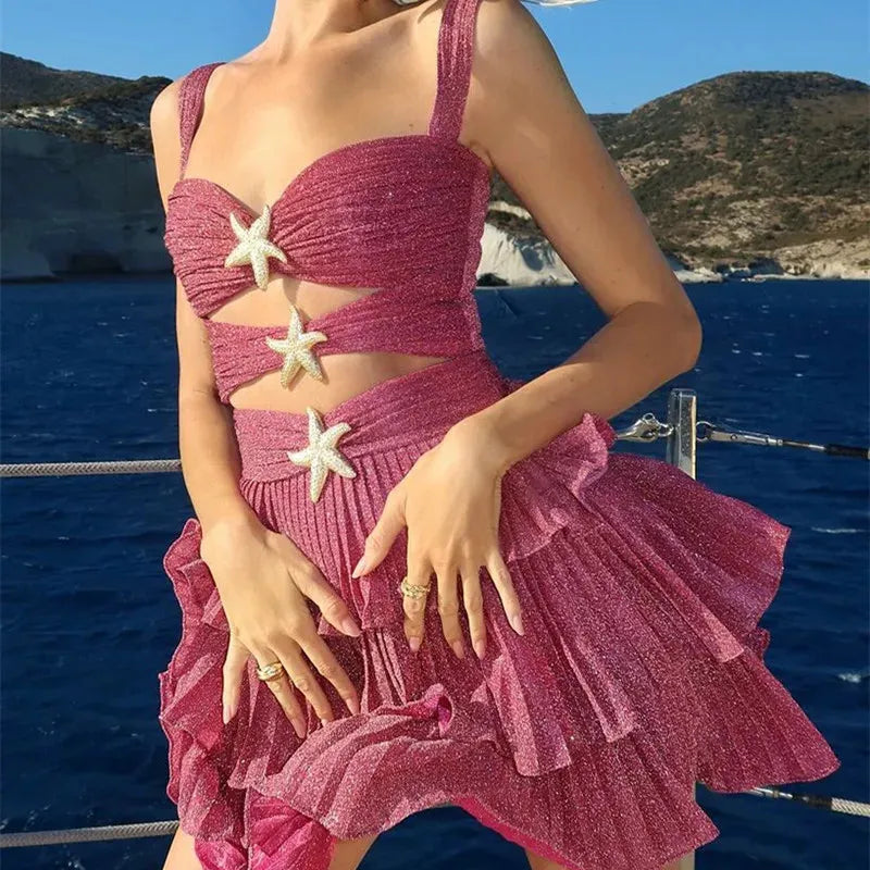 Starfish Glitter Mini Dress - Litlookz Studio Starfish Glitter Mini Dress - Litlookz Studio