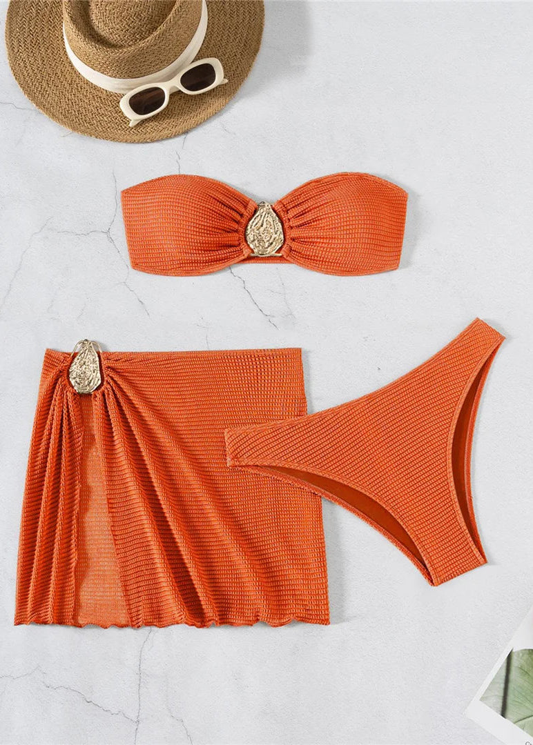 Strapless Draped Bikini Set