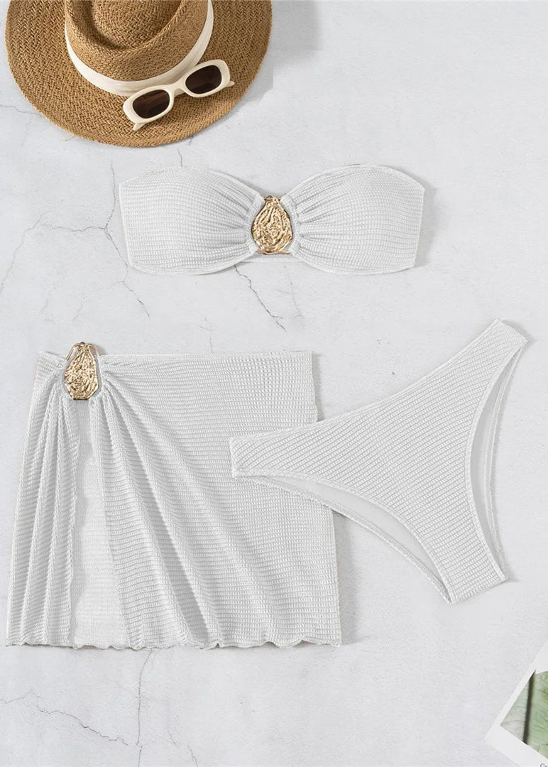 Strapless Draped Bikini Set