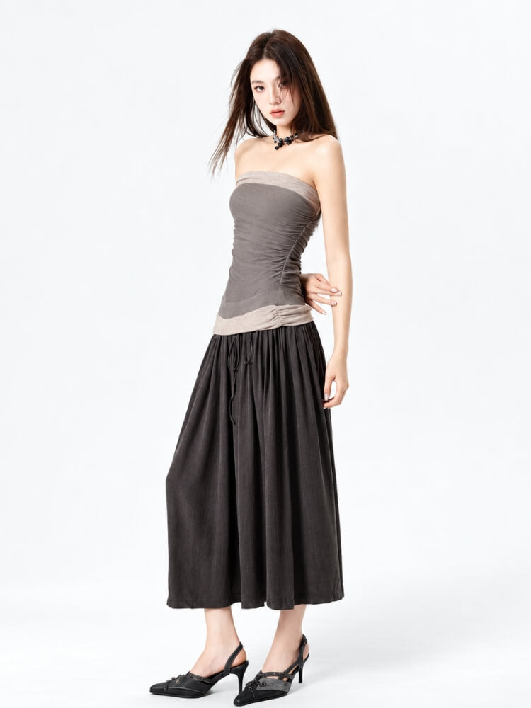 Strapless Earthy Maxi Dress