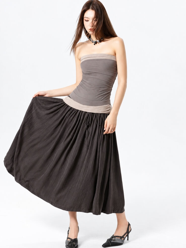Strapless Earthy Maxi Dress