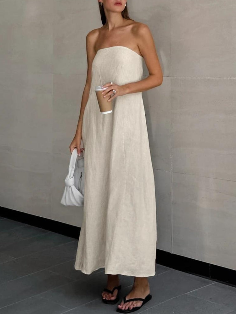 Strapless Linen Midi Dress Litlookz Studio Strapless Linen Midi Dress Litlookz Studio