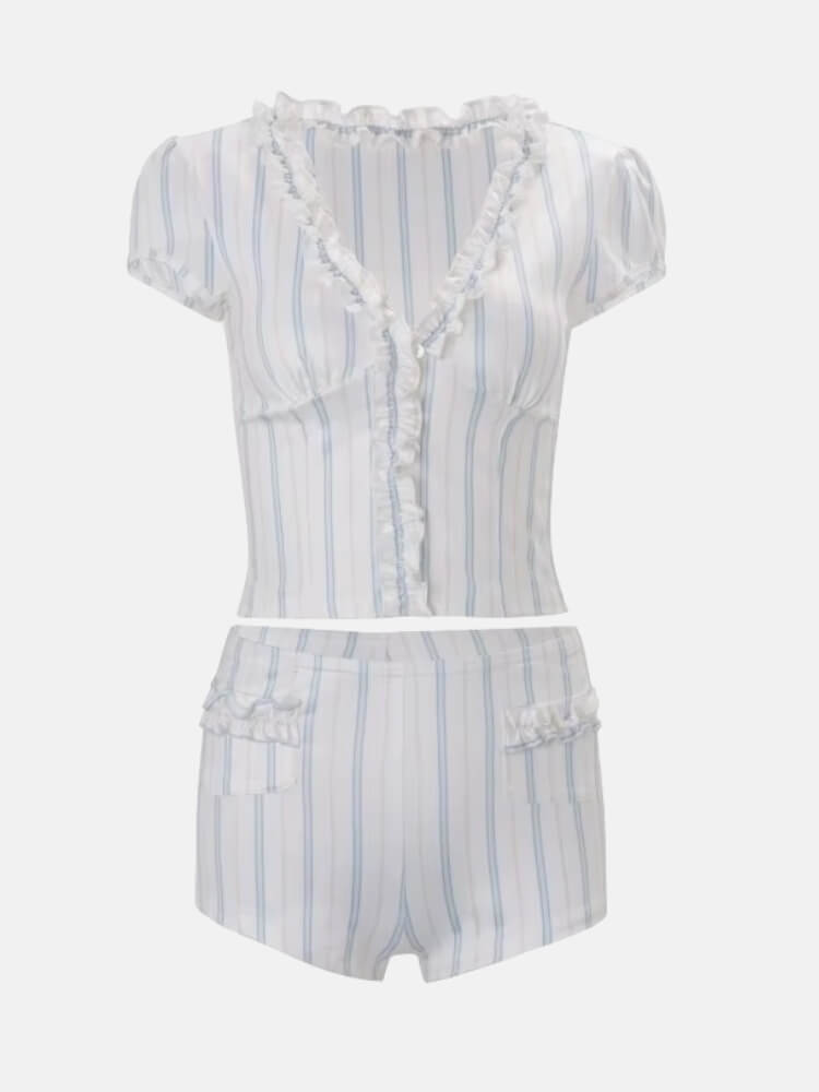 Striped Crop & Shorts Set