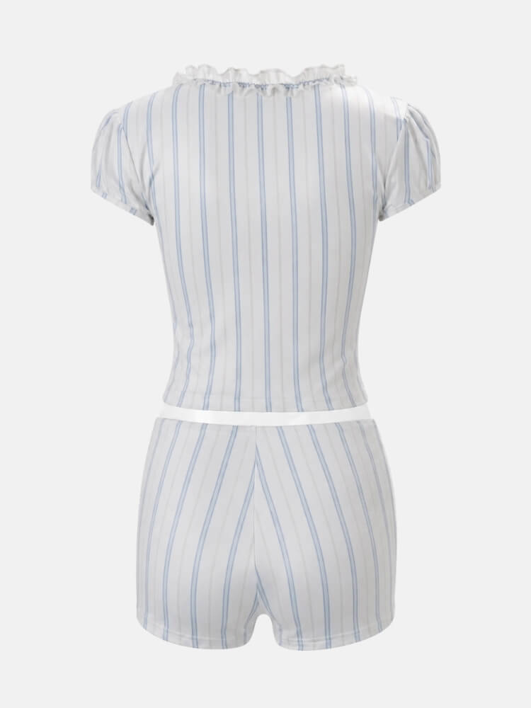 Striped Crop & Shorts Set
