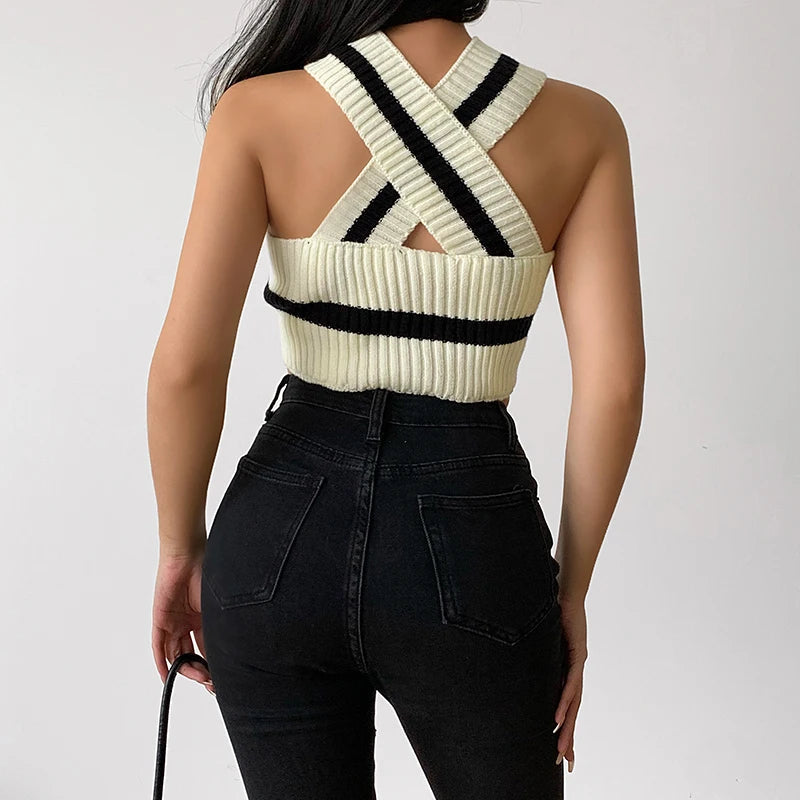 Striped Knitted Crop Top