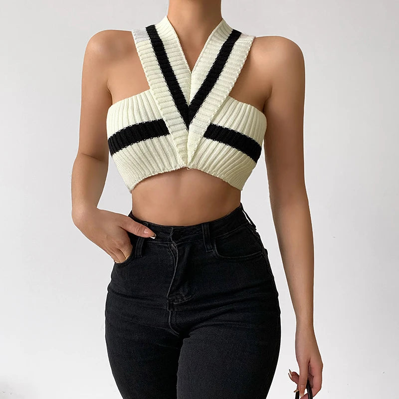 Striped Knitted Crop Top