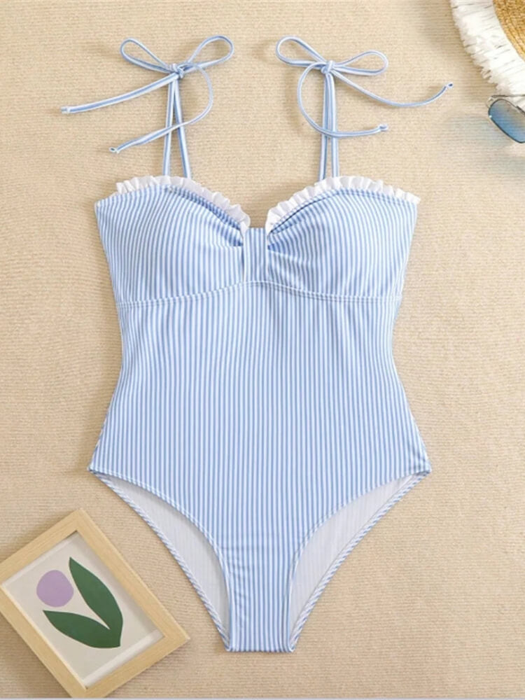 Striped One Piece Swimsuit