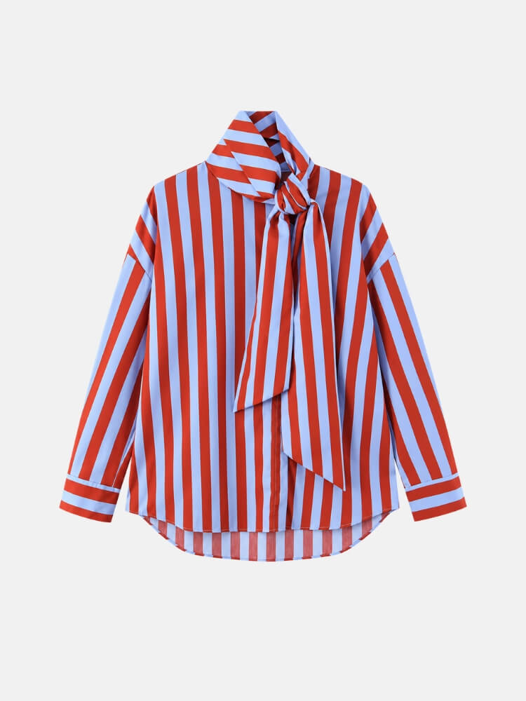 Striped Tie Neck Shirt