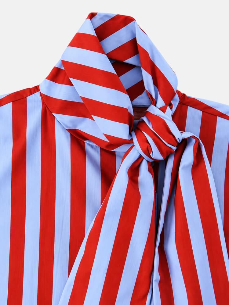 Striped Tie Neck Shirt