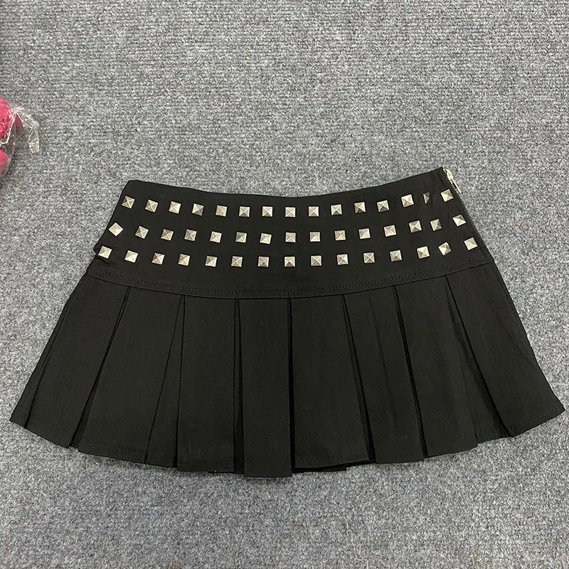 Studded Pleated Micro Skirt
