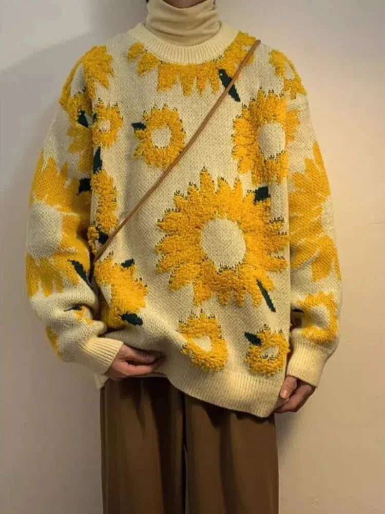 Sunflower Knitted Sweater - Litlookz Studio