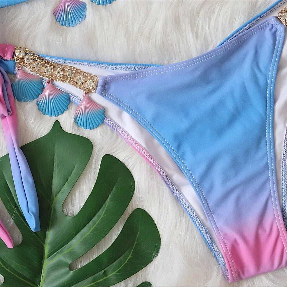 Tassel Triangle Bikini Set