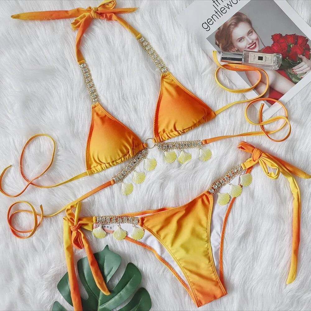 Tassel Triangle Bikini Set