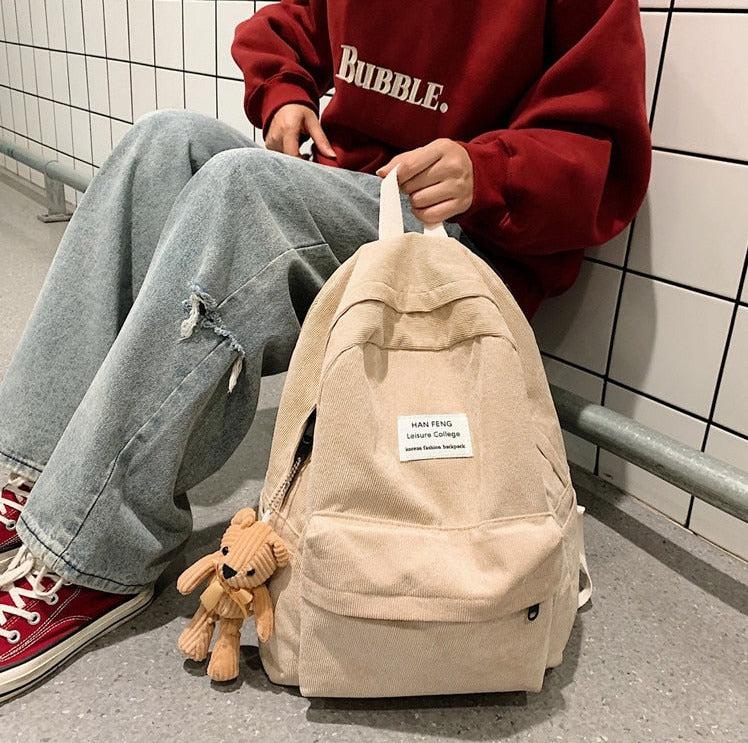 Teddy Bear Corduroy School Backpack