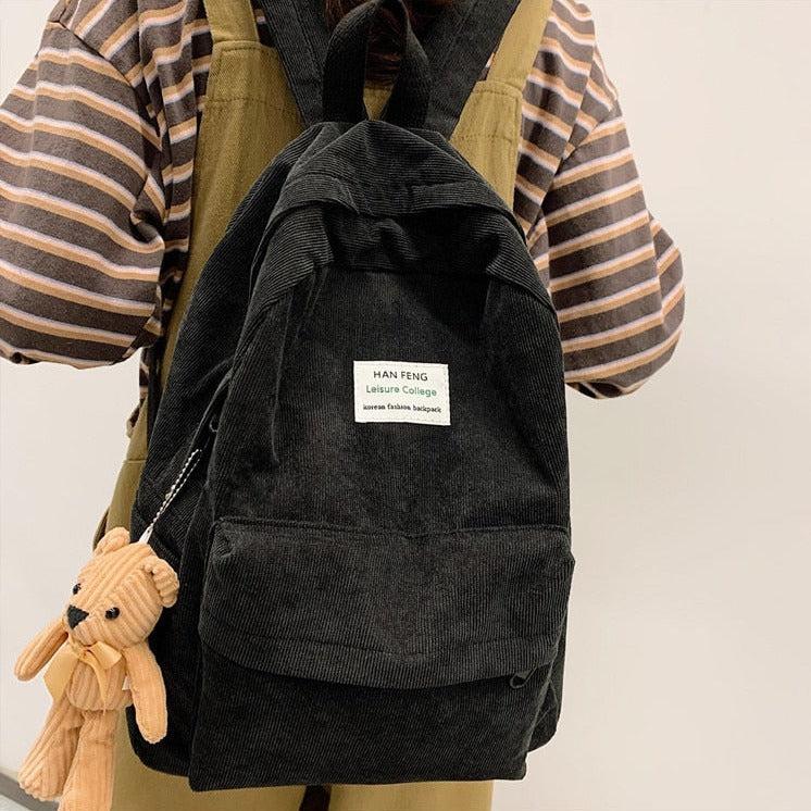 Teddy Bear Corduroy School Backpack