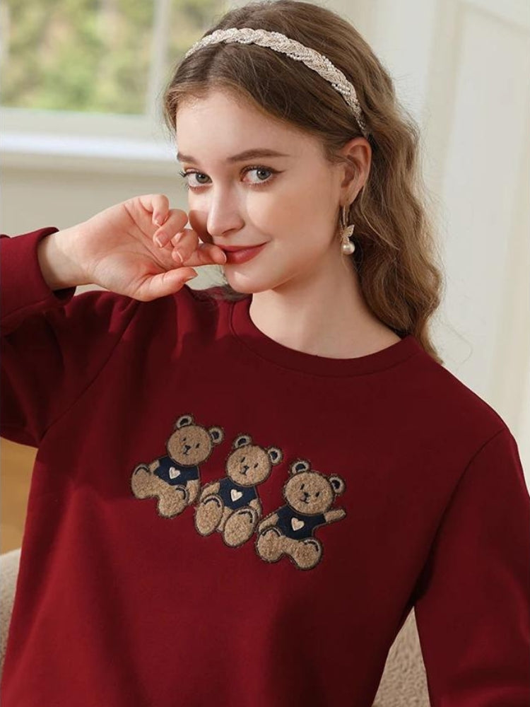 Teddy Bears Embroidered Sweatshirt